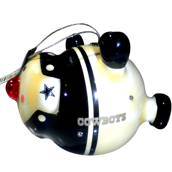 Dallas Cowboys Snowman Ornament 4.5" x 3.5" x 3.5", Flashing LED Lights - Picture 3 of 7